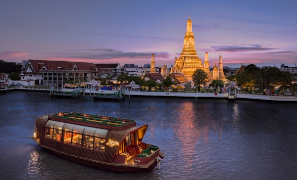 不動の人気NO.1クルーズ！5つ星ホテル・バンヤンツリー運行 タイ 宮廷料理を味わう 「アプサラクルーズ」＜乗船チケット/ウェルカムドリンク1杯＆4コースディナー＞